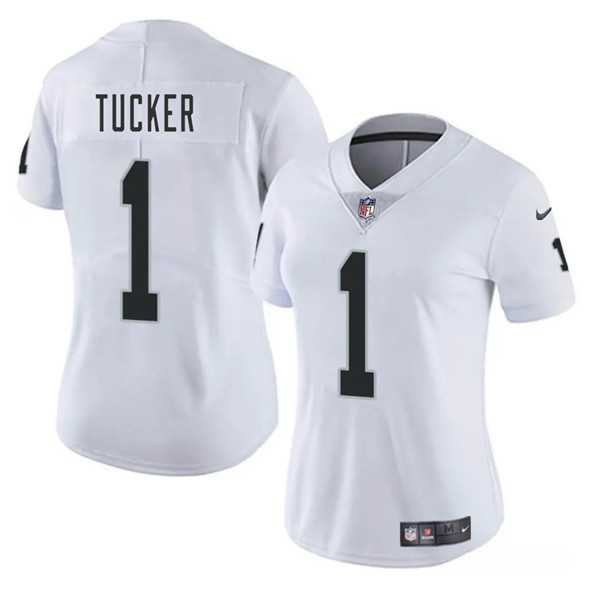 Womens Las Vegas Raiders #1 Tre Tucker White 2025 Vapor Stitched Jersey Dzhi